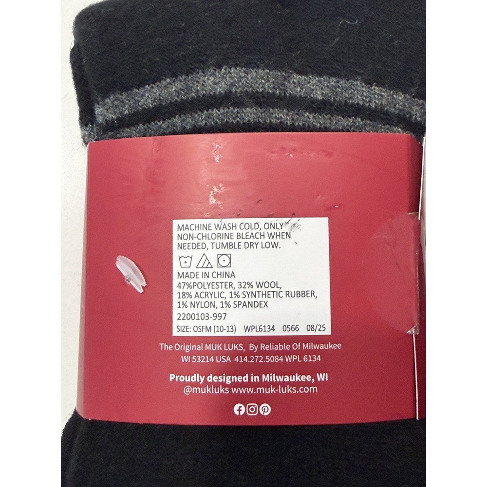 Muk Luks Mens Wool Blend Boot Socks 2-Pack Shoe Size 10-13 NWT Geometric Thermal - Picture 3 of 7